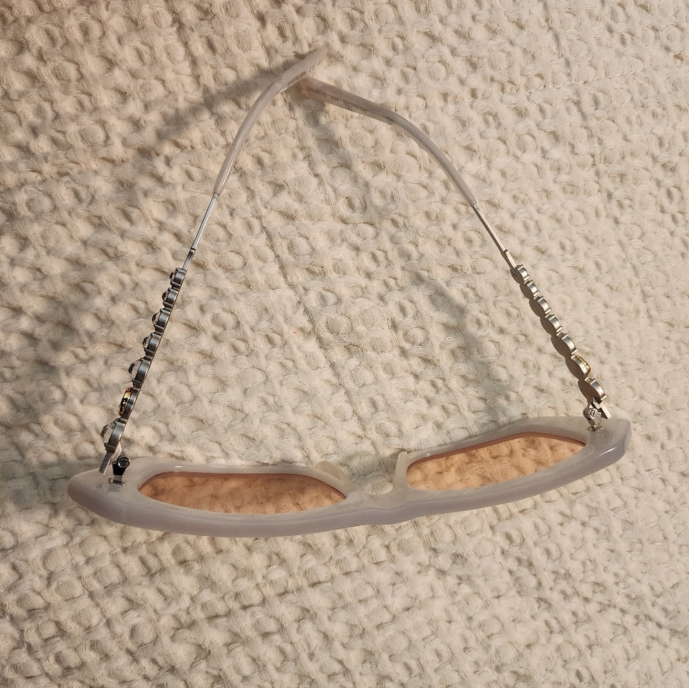 Gucci Style #GG0642S Mother Of Pearl Style Sunglasses Silver Gemstone Frame $565 - Picture 6 of 14